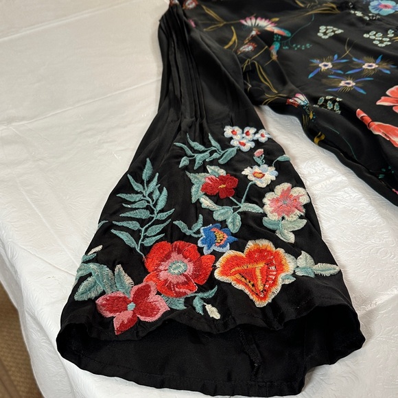 Johnny Was Silk Black Blouse with Colorful Embroidery - Picture 5 of 15
